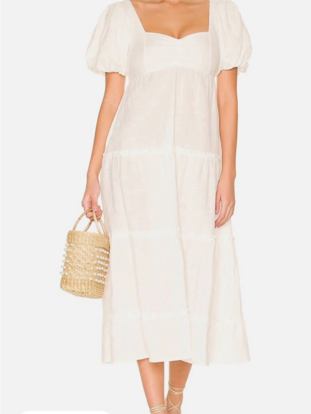 Show me your mumu L white tiered cream dress maxi cottage core
